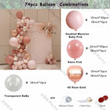 elvesmall Doubled Dust Pink Boho Wedding Engagement Decoration Chrome Rose Gold Nude Balloons Garland Ballon Arch Global Birthday Decor