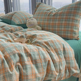 elvesmall Home Textile Bed Sheets Set,4 Piece Bedding Set, Washed Cotton Duvet Cover, Breathable Sheets, Shrinkage and Fade Resistant
