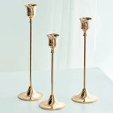 elvesmall 3pc Candlestick Holders Kit Brass Gold Candlestick Set Wedding Table Decorative Candlestick Stand for Party Dinning