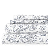 elvesmall Navy Coarse Paisley Pattern 4 Piece Microfiber Bed Sheets Set, Queen, Bedding  Comforter  s   Luxury