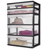 elvesmall Sterilite Plastic 5 Drawer Wide Tower Black clothes organizer  storage box  storage containers