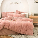 elvesmall  Winter super warm bedding set solid color plush bed sheet duvet cover camel velvet duvet double pillowcase 4-piece Dropshipping