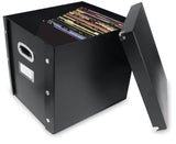elvesmall Snap-N-Store Vinyl Records Storage Box with 13 Count Record Guides, Black, Adults