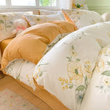elvesmall Floral Botanical Duvet Cover Set Cotton Pink Bows Reversible Bedding for Girls Women Farmhouse Aesthetic Garden for All Seasons