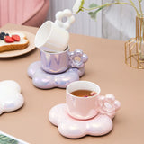elvesmall  -  Ceramic coffee cups and exquisite mugs and saucers set girls' high-value cherry blossom cups are luxurious and luxurious.