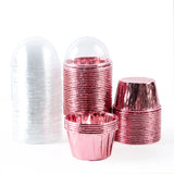 elvesmall  25/50pcs Foil Cupcake Liners Heat Resistant Aluminum Cake Cups Round Baking Cups with Lids Kitchen Wedding birthday Party Supply