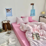 elvesmall Ins Style Bedding Set Duvet Cover  Wash Cotton Stripe Summer Soft Cool Summer Bed Sheet Set Comforter Set Quilt Cover