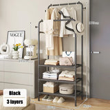 elvesmall Double Layered Clothes Rack Simple Multilayer Storage Locker Multifunctional Bedroom Thickened Double Rods Garment Rack