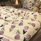 elvesmall  Ins Black Bowknot Bedding Set Pink Bed Flat Sheet Duvet Cover Twin Full Queen Princess Style Bed Linen Girls Floral Quilt Cover