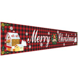 elvesmall  Large Merry Christmas Banner Red Plaid Yard Christmas Banner Christmas Decorations for Outdoor Indoor Xmas Party Decor 296x48cm