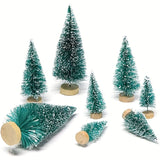 elvesmall 24pcs, Mini Christmas Sisal Snow Frost Tree with Wooden Bottling Brush - Perfect Desktop Tree for Christmas Party and Home Decor