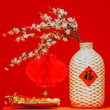 elvesmall  2Pcs Chinese Lanterns New Year Red Paper Lantern Honeycomb Hanging Lantern Hanging Decoration Wedding Party New Year Decorations