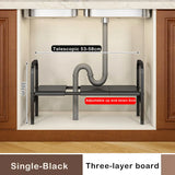elvesmall  Shelf Under The Sink Flexible Layered Rack Cabinet Organizer Sundries Telescopic Holder Countertop Storage Rack Under Sink Shelf