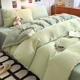 elvesmall New Duvet Cover Super Soft Pure Color Wash Quilt Cover 4-piece Bedding Set 3-piece Dormitory 180x220 200x230 Skin-friendly
