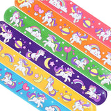 elvesmall 10pcs Rainbow Unicorn Slap Bracelets Mermaid Dinosaur 1st Birthday Party Decoration Wristband Christmas Kids Unicorn Gifts Toys