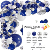 elvesmall Navy Blue White Balloons Arch Garland Kit Silver Confetti Ballon First Birthday Party Decorations Graduation Wedding Baby Shower