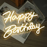 elvesmall Happy Birthday Led Neon Sign for Birthday Party Decor Oh Baby Neon Light Lets Party Home Hanging Decor