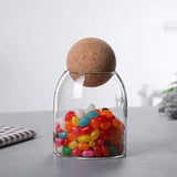 elvesmall Cork Stopper Glass Sealed Jar Coffee Beans Dried Fruit Storage Box Kitchen Food Multigrain Storage Jar Creative Cork Tea Jar