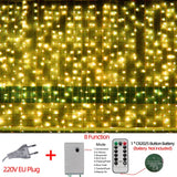 elvesmall LED Fairy String Lights Outdoor Waterproof Waterfall Street Garland Curtain Lights For Patio Christmas Wedding Party Decoration