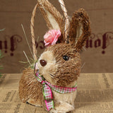elvesmall  Artificial Straw Easter Rabbit Holiday Wedding Indoor Outdoor Festival Supplies Decoration Rabbit Doll Animal Model Filled Eggs