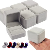 elvesmall 6PCS Square Red Velvet Ring Box Jewelry Case Storage Organizer Gift Earrings Packaging Box Portable Travel Wedding Wholesale
