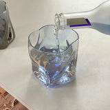 elvesmall  -  Twisted Glass Transparent Shot Glass Cup Decor Cocktail Beer Wine Milk Tea Glass Reusable Kitchen Drinking Glasses tumbler