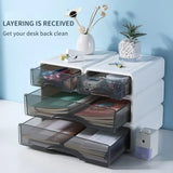 elvesmall Stackable Office Storage Box with Drawers｜ Desk Storage Box with 4 Drawers｜Organize desk accessories