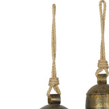 elvesmall Wall Hanging Decor With Solid Pattern and Metal Clapper Wind Chimes Metal Tibetan Decorative Wall Clock 3-Piece Set Round Crafts