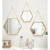 elvesmall Hexagon Shape Decorative Mirror Wall Decor Makeup Hanging Mirror Bathroom Cosmetic Mirror Bedroom Room Wall Decoration