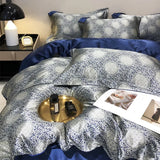 elvesmall Natural Mulberry Silky Blending Duvet Cover Set with Sheets High-end Satin Blending Silky Bedding Set Luxury Queen Bedding Sets