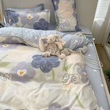 elvesmall Korean style ins pastoral green four piece bedding set, small fresh girl heart, student bed sheet, quilt set, three piece set