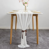 elvesmall Chiffon Table Runner Wedding Arch Chair Decoration Solid Color Gauze European-American Style Banquet Party Marriage Dining