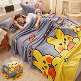 elvesmall Girls Cartoon Strawberry Flannel Blanket Warm Bedspread Sheet Fuzzy Soft Fleece Plush Blankets For Bed Sofa Nap Shawl Blankets