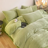 elvesmall Luxury Winter Thicken Warm Velvet Bedding Set Nordic Double Duvet Cover Set 4pcs Plush Queen Quilt Cover Bed Sheet Pillowcase