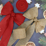 elvesmall 1.6 in. x 10 yds. Red Natural Burlap Christmas Ribbon, For DIY Crafts, Home Decor,(4-Pack)