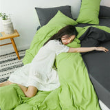 elvesmall Solid Color Bedding Set Duvet Cover Flat Sheet Pillowcases Home Textile Pillowcases For Adults Kids Simple Bed Linen