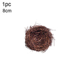 elvesmall 8-25cm Round Rattan Bird Nest Easter Decoration Bunny Eggs Artificial Vine Nest For Home Garden Decor Happy Easter Party Supply