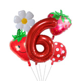 elvesmall 5Pcs Berry First Birthday Party Balloons Set 32 Inch Red Number Balloon for Sweet One Strawberry Birthday Party Decorations