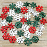 elvesmall (50 Pieces/pack) 23mm Christmas Snowflake Wood Chips Colorful Diverse New Year's Holiday Party Window Decoration Props Toys DIY