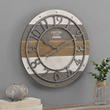 elvesmall Decoration for Home 16 X 2 X 16 in Wall Clock Multicolor Shabby Pallet Wall Clock Farmhouse Analog Bedroom Decor Clocks Garden