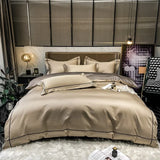 elvesmall Egyptian Cotton Bedding Set Embroidery Duvet Cover Set Quilt Cover Fitted/Flat Sheet Pillowcase Luxury Home Textiles Bedspreads