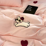 elvesmall INS Girls Cherry Bedding Set Soft Washed Cotton Bed Sheet  Quilt Cover Pillowcase Bed Linens