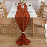elvesmall Chiffon Table Runner Wedding Arch Chair Decoration Solid Color Gauze European-American Style Banquet Party Marriage Dining