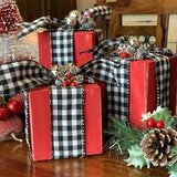 elvesmall 6m Christmas Plaid Ribbon Snowflake Buffalo Plaid Linen Ribbons Xmas Tree DIY Bows Christmas Wreath Gift Wrapping Ribbon Decor