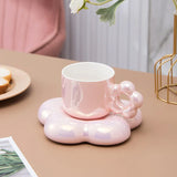 elvesmall  -  Ceramic coffee cups and exquisite mugs and saucers set girls' high-value cherry blossom cups are luxurious and luxurious.