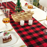 elvesmall  Christmas Decorations Yarn-dyed Plaid Xmas Table Runner Festive Decor Tablecloth Nordic Rectangular Table Mat House warming gift