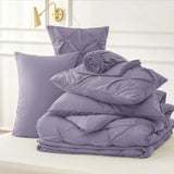 elvesmall  Comforter Set Grayish Purple - Cal King Bed Set 7 Pieces,King Bedding Set with Comforters, Sheets, Pillowcases Shams