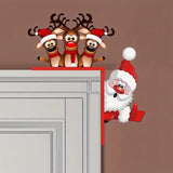 elvesmall  Santa Claus Door Frame Decoration Wooden Door Corner Santa Claus Elk Sign Holiday Door Decorations For Indoor Outdoor Christmas