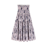 srczz  -  2024 Summer 2 Piece Skirt Sets Women Casual Sleeveless Blouse + Print Midi Skirt French Vintage Evening Party Elegant Suits