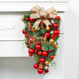 elvesmall Hot Sale Realistic Plastic Christmas Garland Prelit Decorations Merry Christmas Green Tree Red Fruit Christmas Wreaths for Door